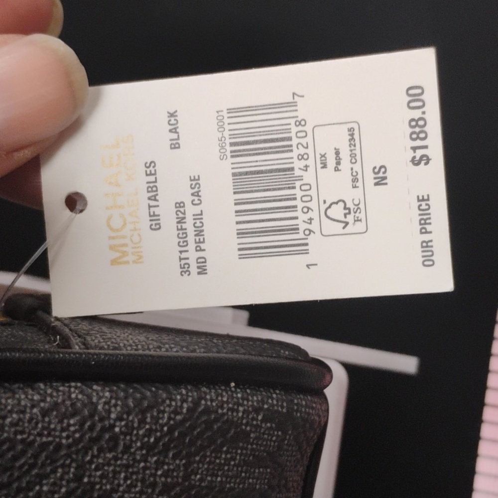 Michael Kors Black Monogram Pencil Case - Picture 3 of 6